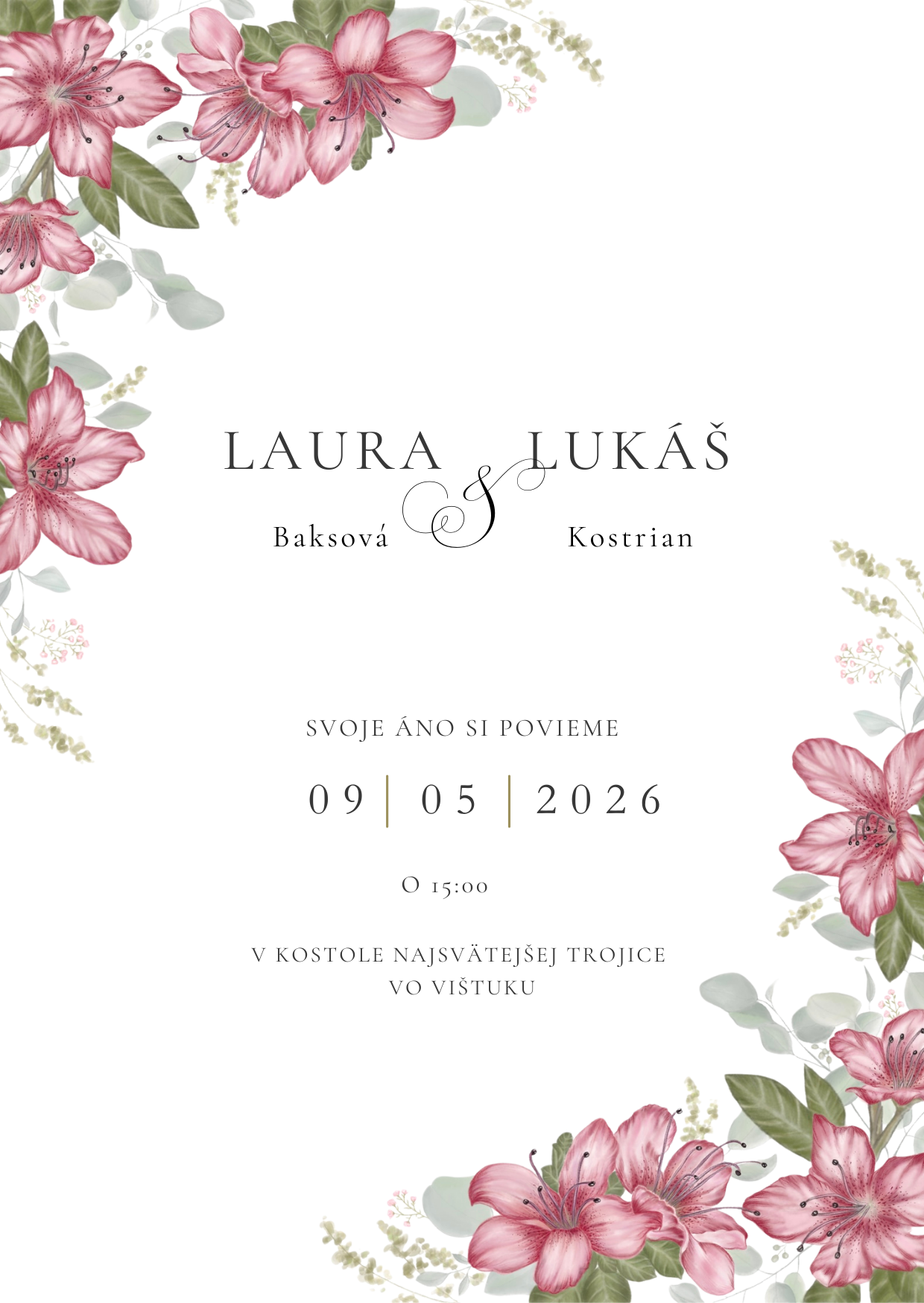 Laura & Lukáš – svadobná pozvánka